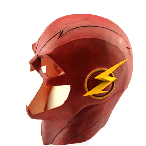 THE FLASH Allen Cosplay Helmet Prop Halloween Full Face with Zipper Helmet Red Latex Movie Cosplay Mask