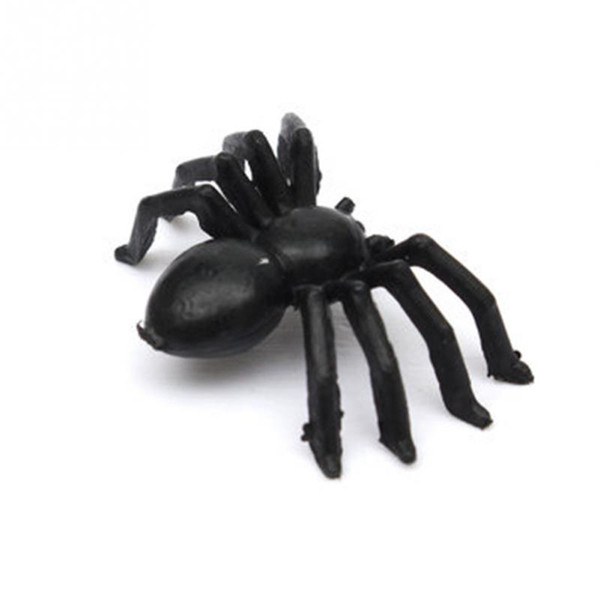 Wholesale-50 pcs Halloween party Plastic Black Spider Funny Joking Toys Decoration Realistic Prop