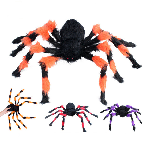 2017 Halloween Supplies Props Bar Party Decorations Prank Toys Black Plush Spider Spider Webs Funny Toys Tricky Toys Kids Children Gift 748