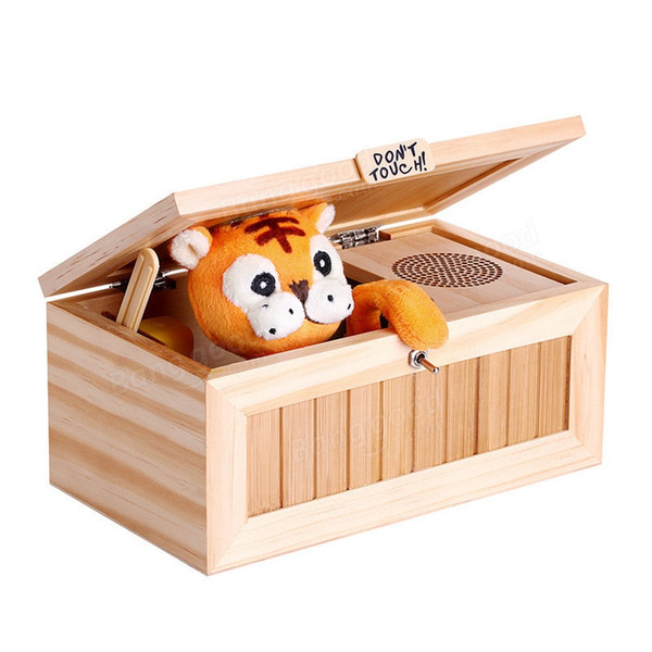 Wholesale- 20 Modes Funny Toy Gift Upgrade Wooden Electronic Useless Box with Sound Cute Tiger Stress-Reduction Desk Decoration