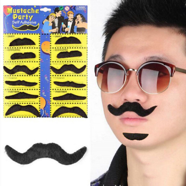 12pcs/set Halloween Party Costume Fake Mustache Moustache Funny Fake Beard Whisker Party Costume for Adult Kids 0708027