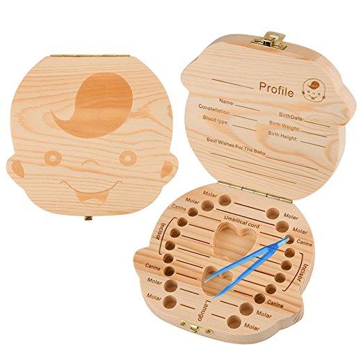 Tooth Box Organizer for Baby Save Milk Teeth Boys/Girls Image Wood Storage Deciduous Teeth Box Creative Gift for Kids Free DHL