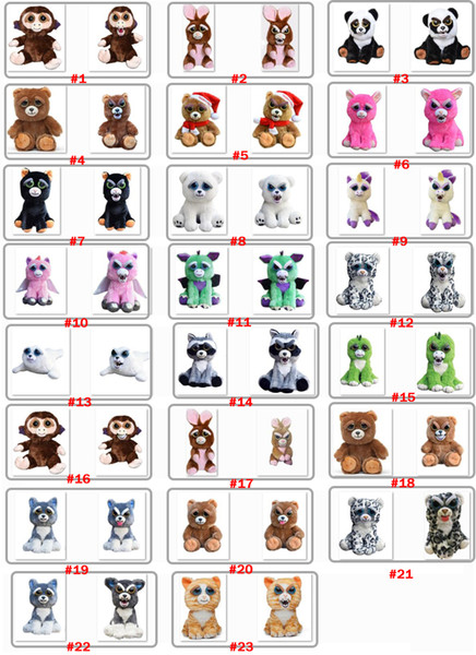 Face Change Pets Animals Plush toys cartoon monkey unicorn Stuffed Animals for kids Halloween Christmas gift