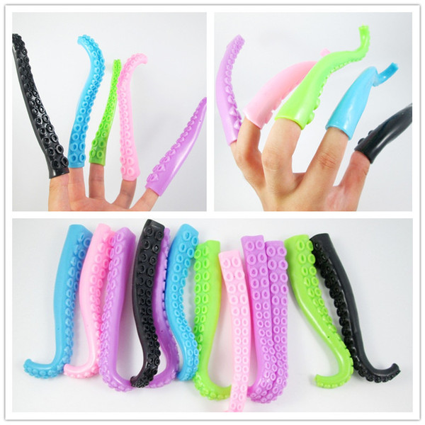 Funny Cuttlefish Prank toys Octopus Tentacles Finger Puppets TPR soft plastics Storytelling props mix colors