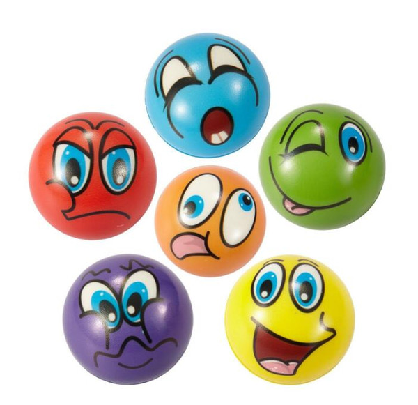 6.3CM Funny Emoji Face Stress Balls Squeeze Foam Ball Novelty Relax Toys- Assorted Expression