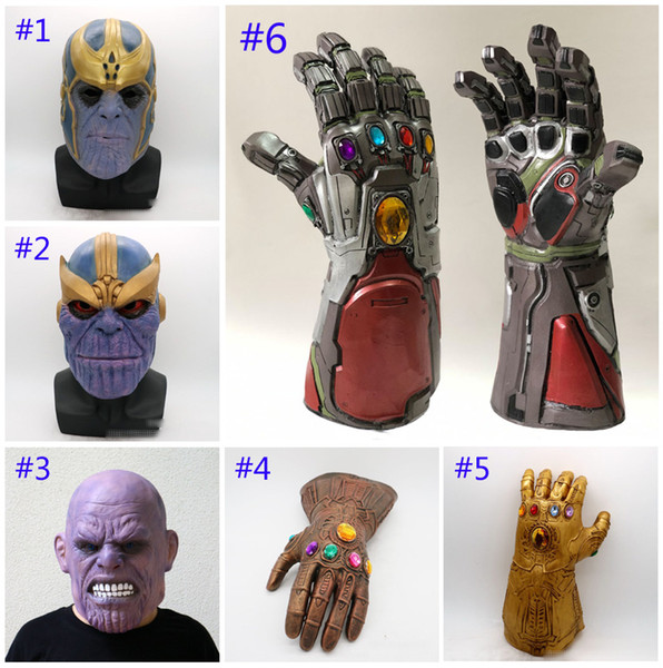 6 Style Avengers 4 Endgame Thanos mask Iron Man gloves 2019 New Children's adult Halloween cosplay Natural latex Infinity Gauntlet Toys B