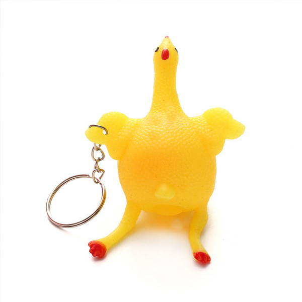 Stress Toys Relief Vent Tricky Toys Squeeze Chicken Laying Egg Key Chain Creative Funny Stress Relief Vent Toys