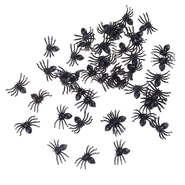 50 pcs Halloween Decorative Spiders 2cm Small Black Plastic Fake Spider Toys Novelty Funny Joke Prank Realistic Props