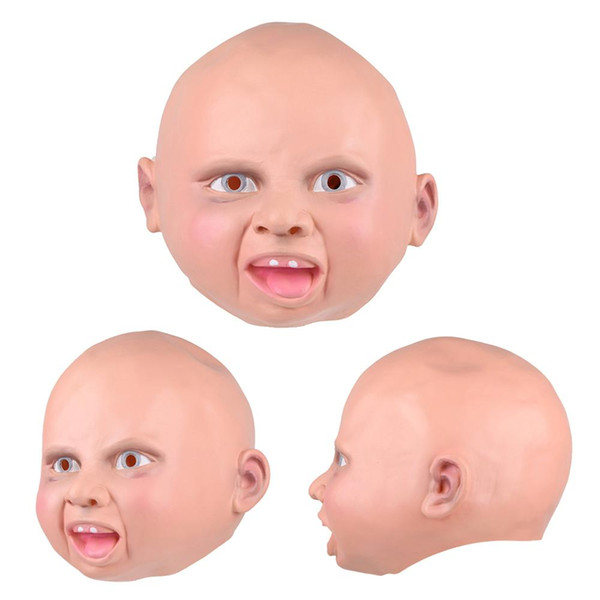 Being angry Baby Mask simling Full Face Mask Latex Adults Scary Horror Weeping Old Baby Masks Halloween Masquerade Party Mask Cosplay Props