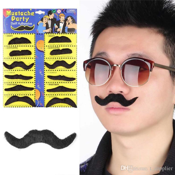 12pcs Creative funny costume pirate party halloween cosplay fake mustache moustache funny fake beard whisker for kids adult K0089