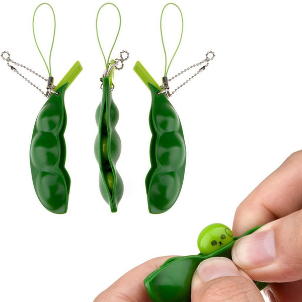 Magic Extrusion Pea Bean Soybean Edamame Stress Reliever Toy Keychain Relax Keyring Gift