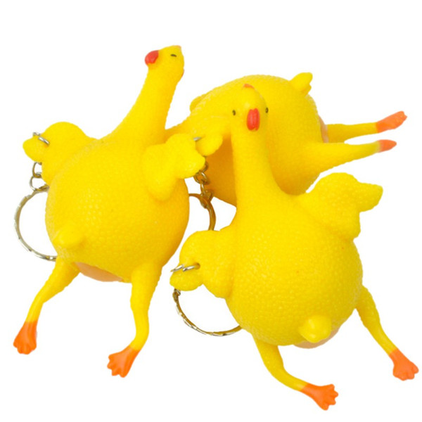 Antistress Toy Funny Prank Chicken Novelty Chick Lay Eggs Chicken Key Chain Children Toys Gags Practical Joke Interesting Toys