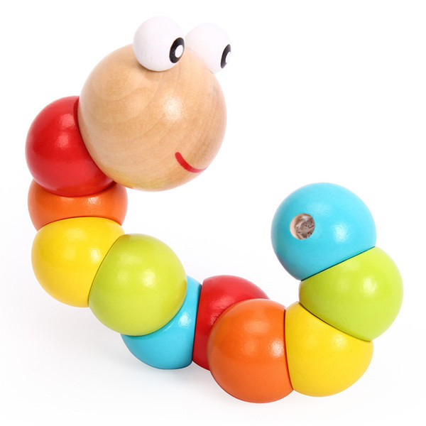 Children Wooden Caterpillar Toys Colorful Wriggle Carpenterworm Doll For Kids Funny Intelligence Toys Gifts Factory Cheap Free DHL A854