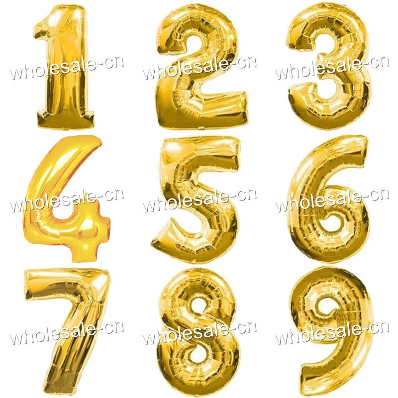 Wholesale-Gold Foil Ballons 16 inch/40cm Ballons Full Number 0-9 Party Birthday Wedding Decoration Party Balloons Supplies toy