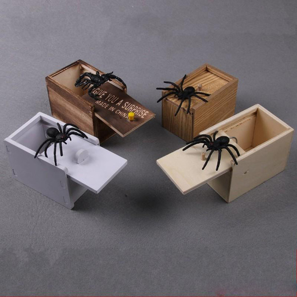 Scared Spider Wooden Box Animal Toys For Adults Reduce Pressure Toy For Halloween Fool Day Supplies 4