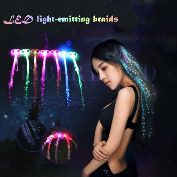 Colorful LED Wigs Glowing Flash LED Hair Braid Clip Hairpin Decoration Ligth Up Show Easter Party supplies Halloween Christmas