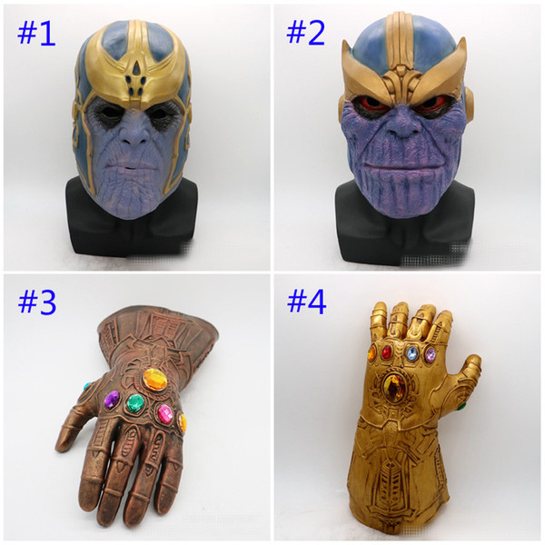 2019 Thanos Avengers 4 Endgame Thanos Mask and Gloves New Mask Children's Adult Halloween Cosplay Natural Latex Infinity Gauntlet Toys B