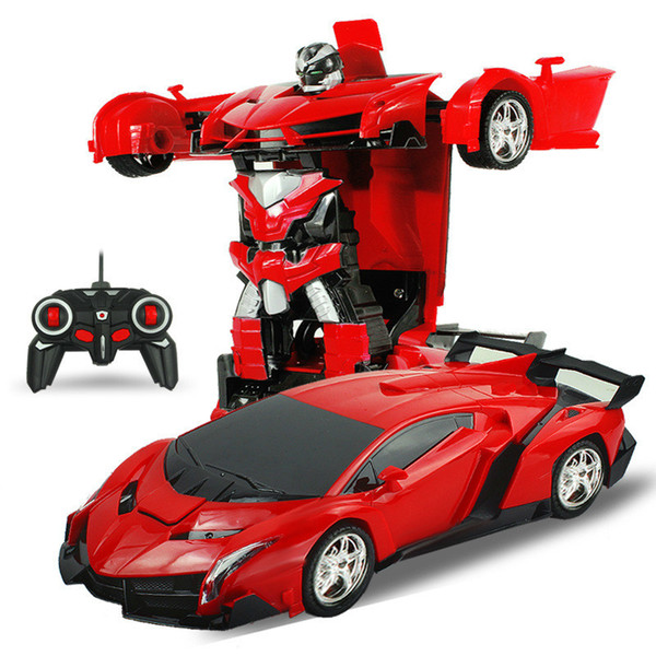 Damage Refund 2In1 RC Car Sports Car Transformation Robots Models Remote Control Deformation RC fighting toy Children's GiFT