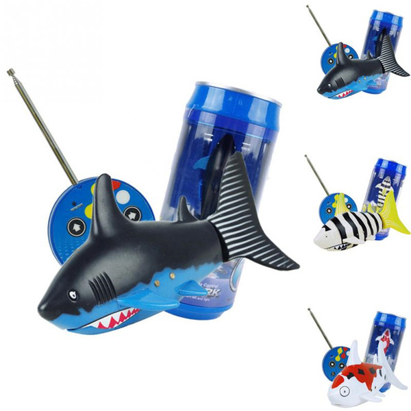 Mini RC Shark Under Water Coke Zip-top Remote Control Shark Fish Kids Electric Water Game Boat Submarine Toy LA560-2