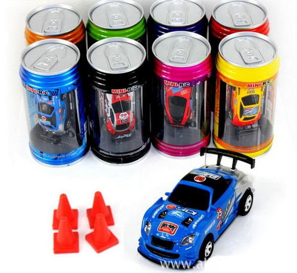 Free Epacket 8 color Mini-Racer Remote Control Car Coke Can Mini RC Radio Remote Control Micro Racing 1:64 Car