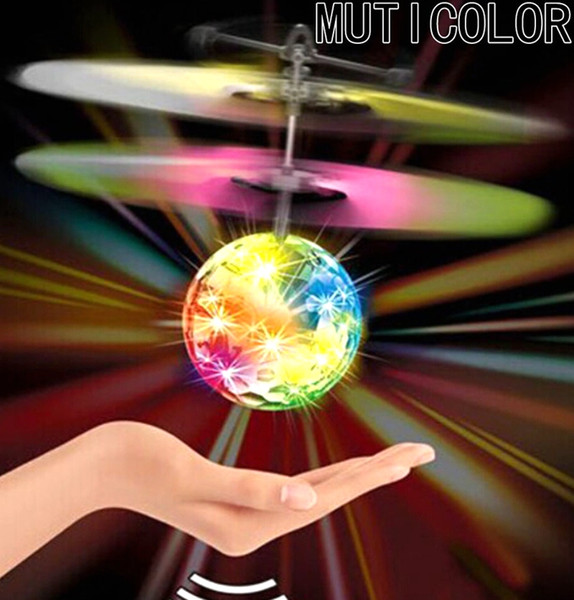 Mini Fun Kids Toy New Arrival Flying Crystal Ball LED Flashing Stage Light Aircraft Helicopter For Home Entertainment 6Colors choose free