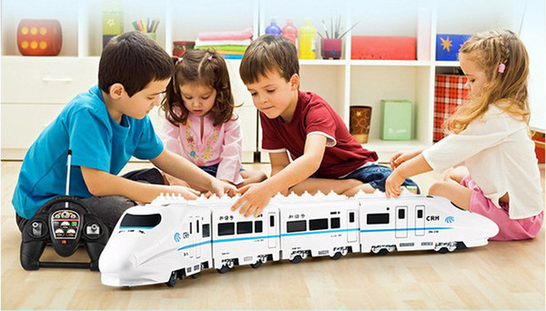 Wholesale-Huge Size Music RC Train Toy Electric Remote Control Rail 4W RC Car Model Train For Kids Gift Railway Track Train Toyss