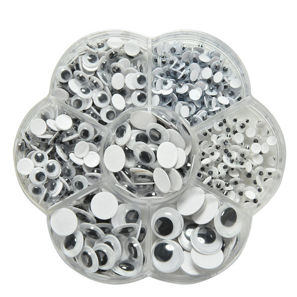 Self Adhasive Plastic Movable Black Googly Eyes 4mm/5mm/6mm/7mm/10mm/12mm 500pcs Doll Accessories