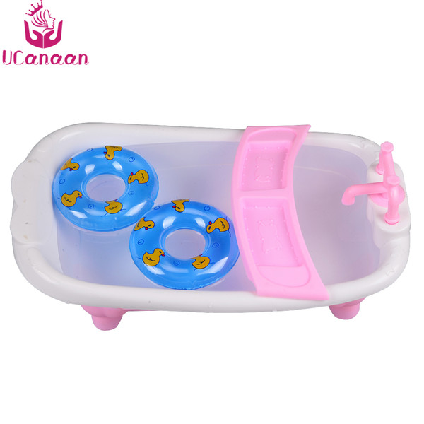 UCanaan Doll Accessories Furniture Toy Pink and white Bathtub Classic Baby Toys for Child Water Floating Suitable for 1/6 doll