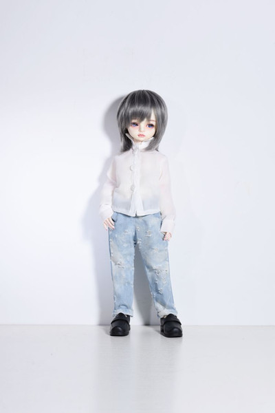 bjd dolls Accessories clothes for dolls fits 38cm-45cm 1/4 bjd dolls Black leather + white shirt + jeans