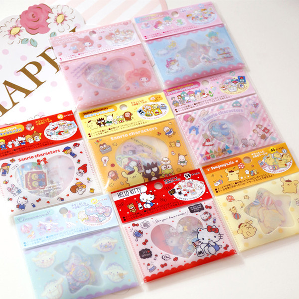 8Models My Melody Little Twin Stars Plastic Sticker Doll Accessories Cute Hello Kitty Book Stickers Home Decoration