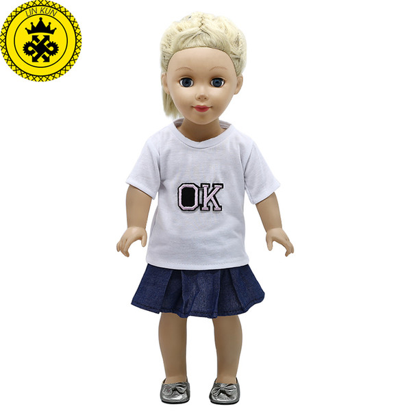 American Girl Doll Clothes Owl White t-shirt + Pants Skirt Suit fit 18 inch American Girl Doll Accessories Christmas Gift 570