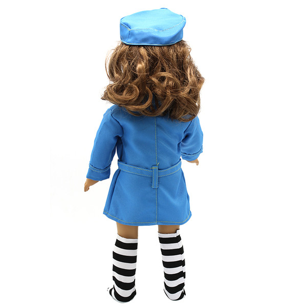 American Girl Dolls Clothes 3 Colors Stewardess Business Attire + Hat Sock Cosplay for 18 inch Doll Accessories Girl Gift X-43