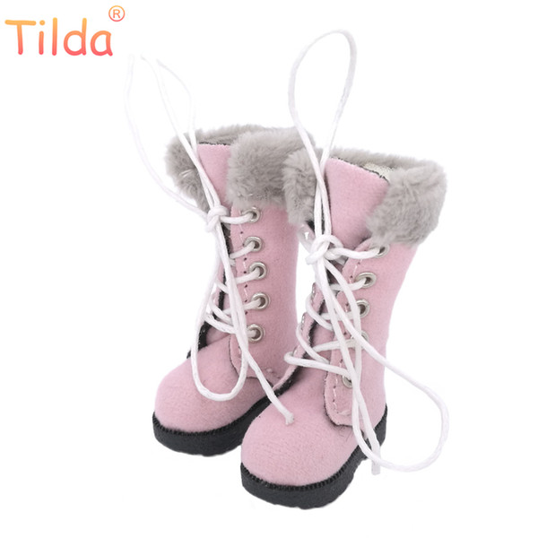 Tilda 1/6 Doll Boots Shoes For Blythe BJD Doll,Fashion 3.2cm Mini Winter Style Leather Shoes for Blyth Toys Dolls Accessories