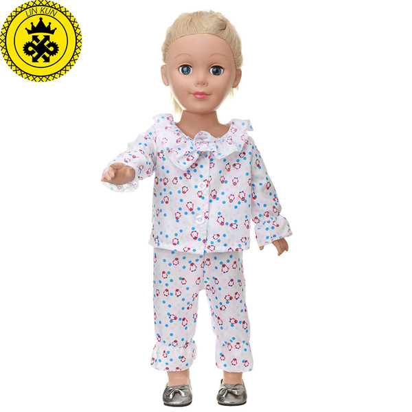 American Girl Dolls Cute Kitty Pink Pajamas Doll Accessories Madame Alexander Doll Clothes Fit 18 inch Clothes MG-254