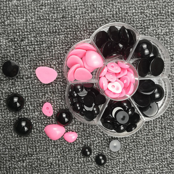 Round Flat Black Eyes + Triangle nose Plastic Eyes for Dolls Making Toys Teddy Bear Dolls Eyes Amigurumi Making Doll Accessories