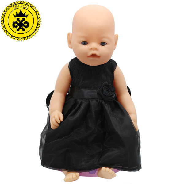 Blue Black Princess Dress Doll Clothes fit 43cm Baby Born Zapf Doll Clothes and 17inch Doll Accessories D-21