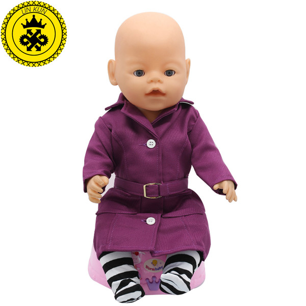 Zapf Baby Born Doll Clothes Deep Purple Coat + Socks Sets fit 43cm Zapf Doll Baby Born Doll Accessories Charms Style 121