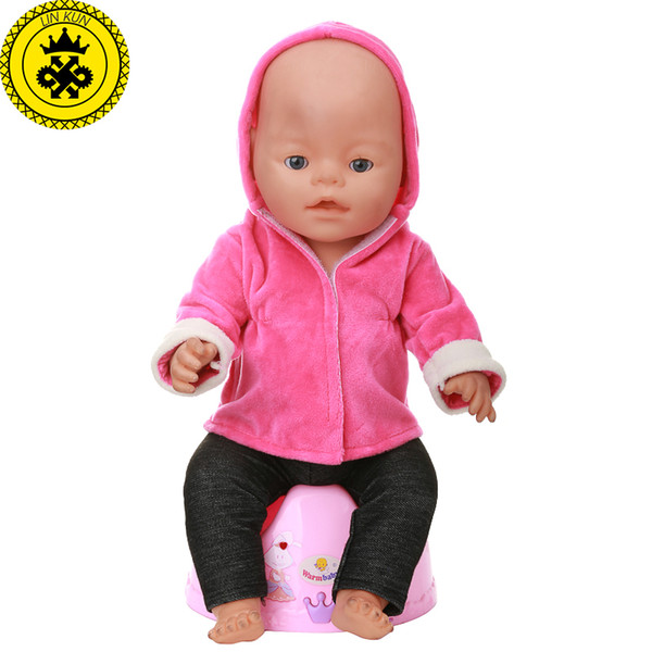 Baby Born Doll Clothes Red Hooded Jacket + Black Trousers Suit fit 43cm Baby Born Zapf Doll Clothes Doll Accessories 541