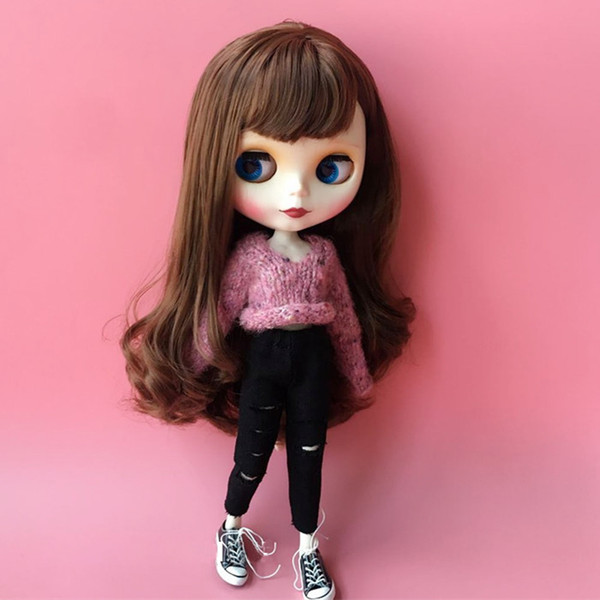 T02-X004 Blyth Doll clothes 1/6 dolls Accessories handmade Sweater hole jeans 2pcs/set