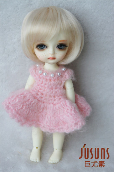 JD025 1/8 Short cut Doll wig with bangs, 5-6inch synthetic mohair BJD wig Lati yellow doll accessories