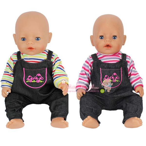 2color choose grid jumpsuit clothes fit for 43cm zapf doll accessories, children best gift