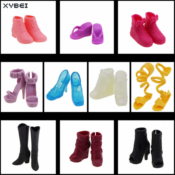 Random 20 Pairs/Set High Quality Mixed Style Heel Sandal Daily Casual Wear Assorted Flattie Shoes For 1/6 Doll Accessories