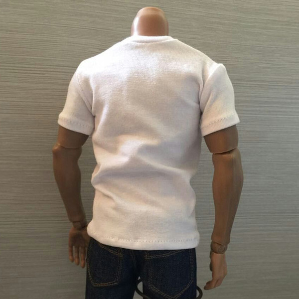 Fashion 1/6 White Cotton Loose Round Neck Short T-Shirt Top for 12 inch Male Action Figure Doll Shirt Clothing Dolls Accessories