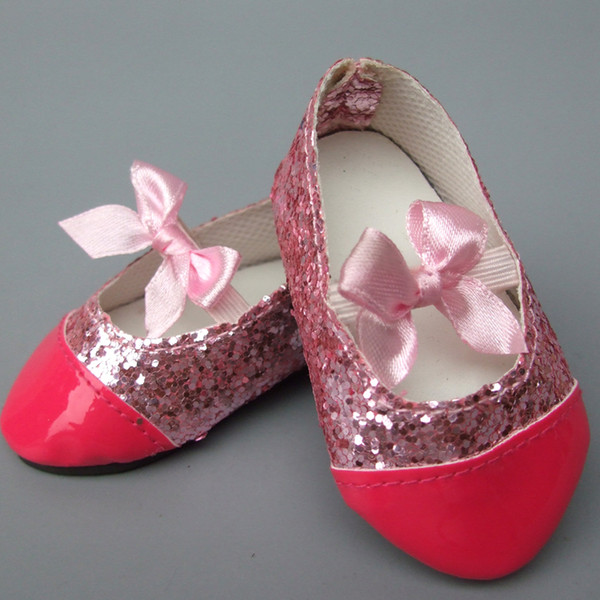 18 Inch Doll Shoes Fit for American Girl Dolls Mini cute pink leather Toy Shoes for reborn baby Doll Accessories