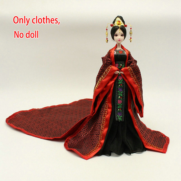 2017 New Handmade Doll Clothing Chinese Ancient Costume Evening Dress for OB27 Bjd 1/6 Doll Body Girl Toys Dolls Accessories