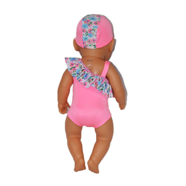 New Baby Born Zapf Doll Clothes Pink Swimsuit With Flower Lace+Hat+Lace Shawl Baby Born Doll Accessories Girls Best Gift