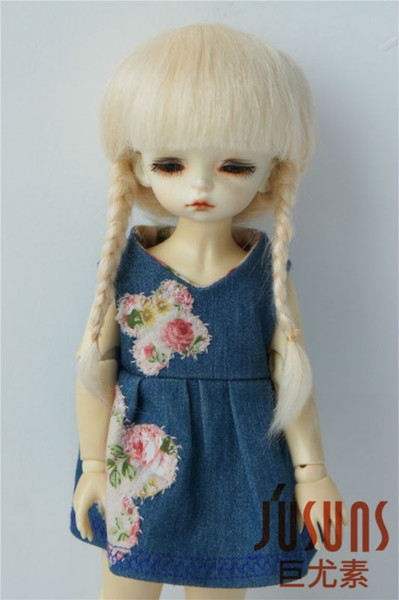 JD018 1/6 Anne mohair doll wig YOSD 6-7 BB two Braids Mohair wig for Dolls Mohair doll accessories