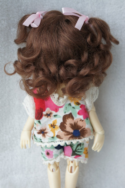 JD187 1/8 Lati yellow mohair doll wig Long soft wave with 2 pony wigs 5-6 inch doll accessories