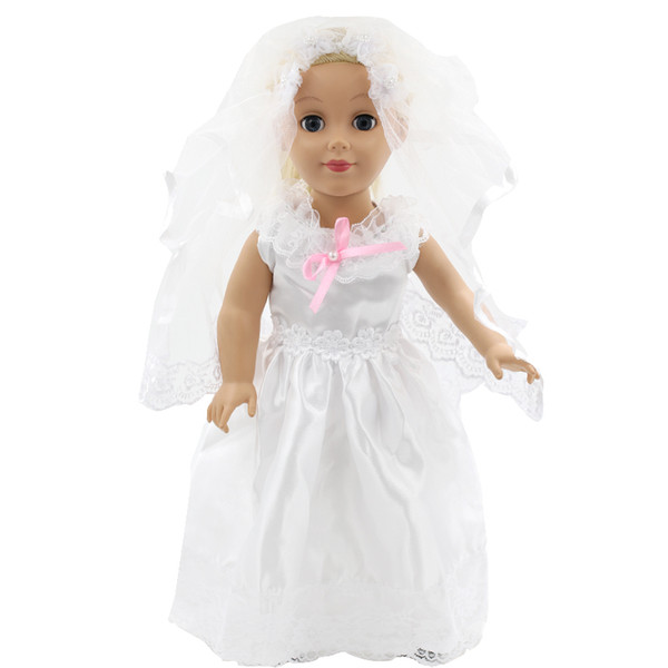 Dolls Accessories American Girl Doll White Wedding Dress Veil Handmade American Girl Doll 18 Inch Clothes Wedding Dress MG-011