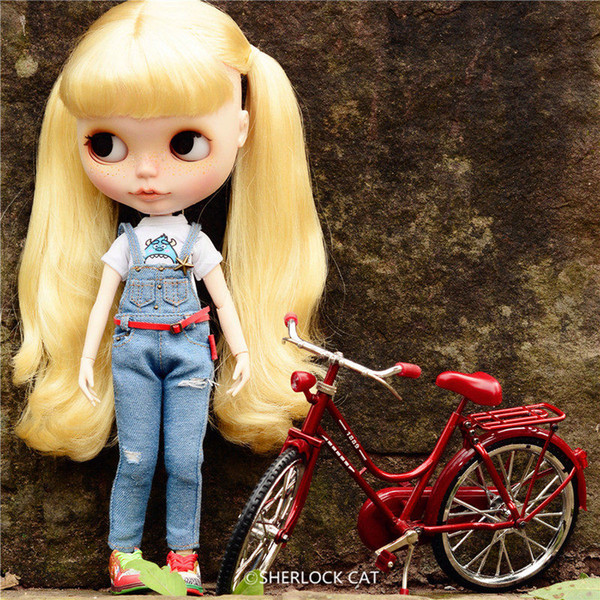 1/8 scale classic metal red bicycle bike model for 1/6 BJD SD blyth female dolls accessories action figure accessories